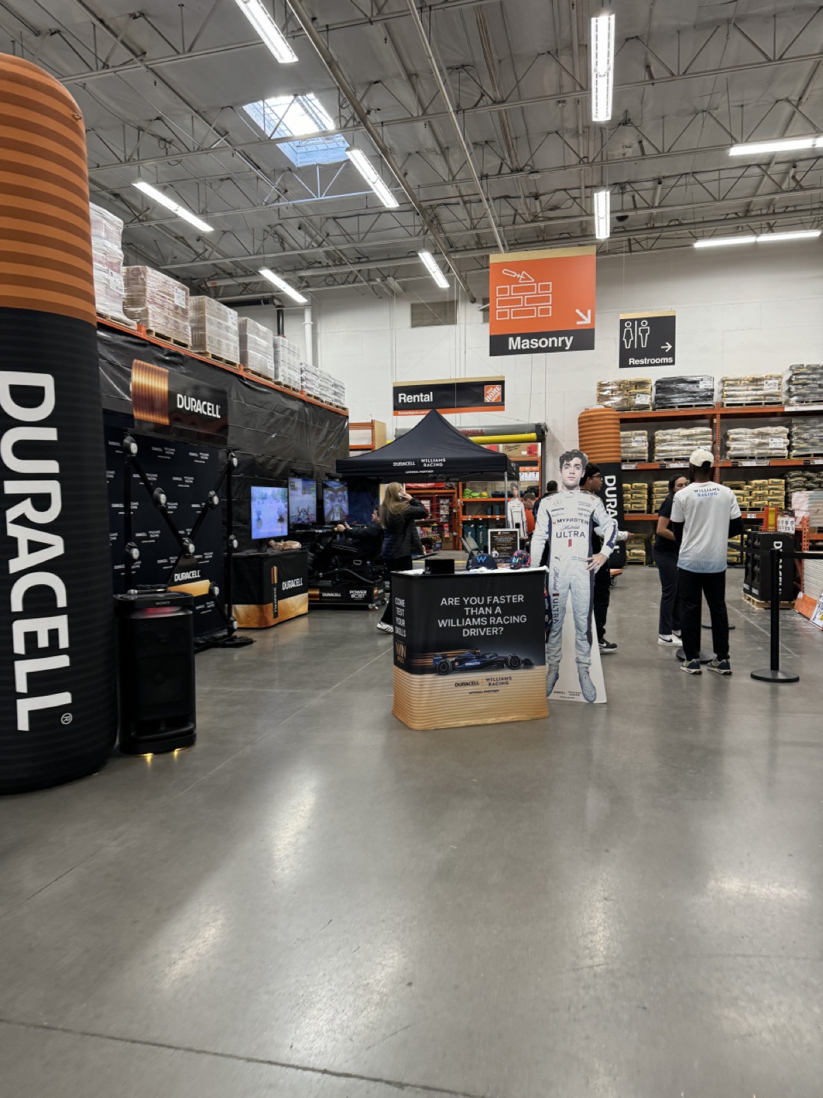 Duracell x Williams Racing sim racing retail activation produced by Air Fresh Marketing