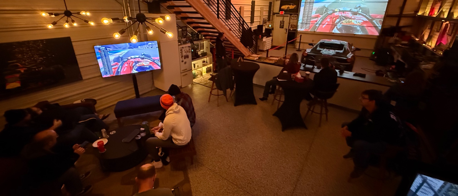 Fans watching Formula 1 together at the DRS Clubhouse