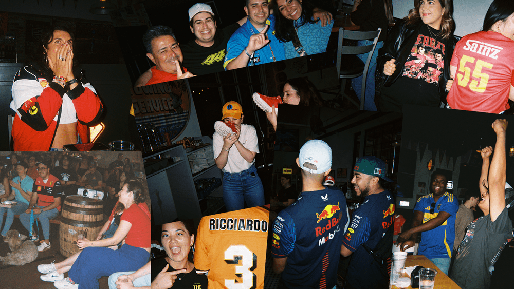A collage of West Coast Pit Crew fans at watch parties